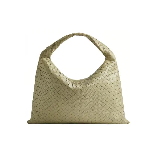 Bottega Veneta Calfskin Handbag Shoulder Bag Large Size Women's Limestone Green