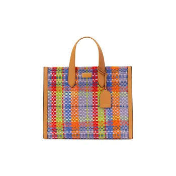 Kate Spade Manhattan Straw Woven Straw Tote Bag Shopping Bag Handbag Large Size Women's Caramel Multicolor