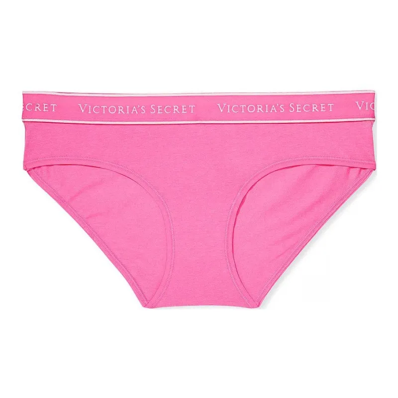 Victoria's Secret Logo Cotton Hiphugger Panty/Hollywood Pink Underpants Women's 1 Pack Rose Red-0
