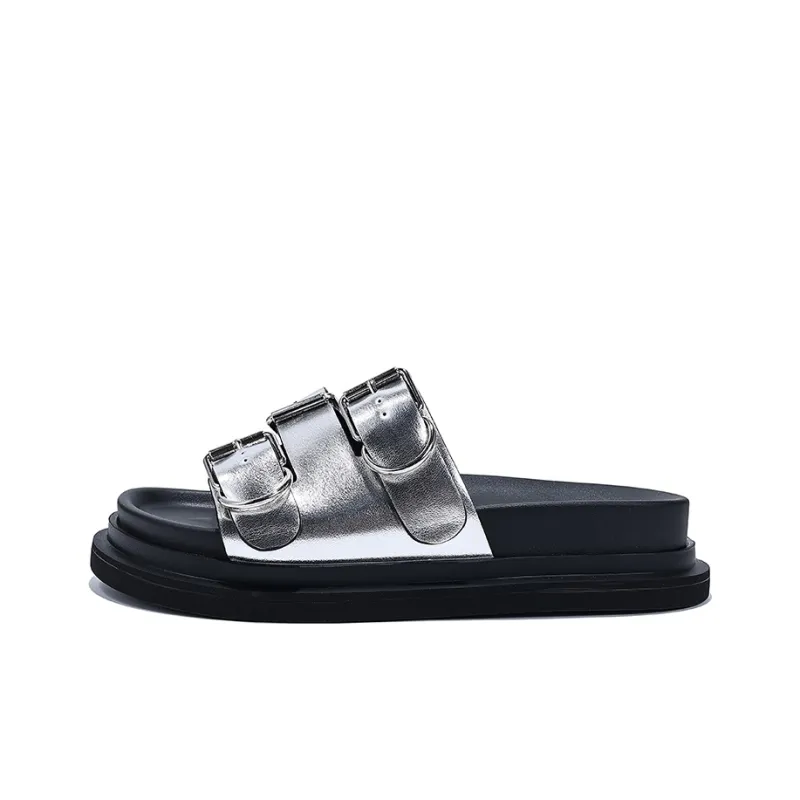 Junjali Slide Slippers Women's Silver/Black-0