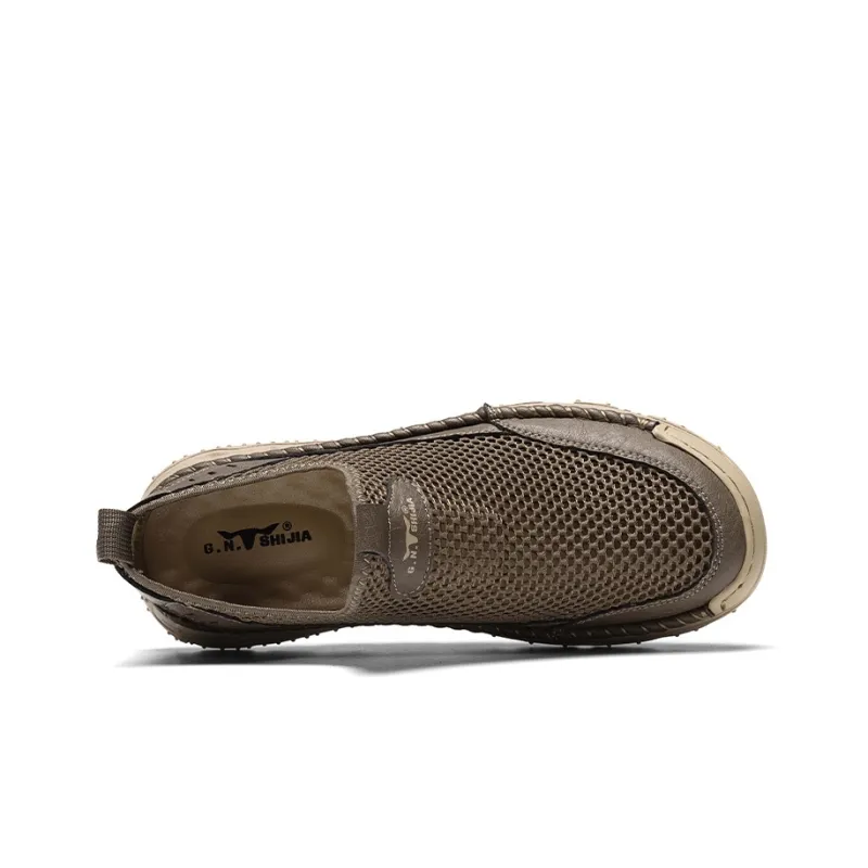 G.N.SHIJIA Casual Shoes Men Low Top Khaki/Light Brown-2