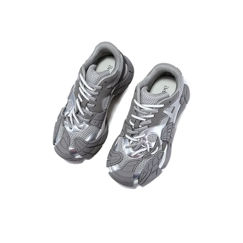 BELLALILY Anti Slip And Wear Resistant Height Increasing Low Top Chunky Sneakers Women's-5