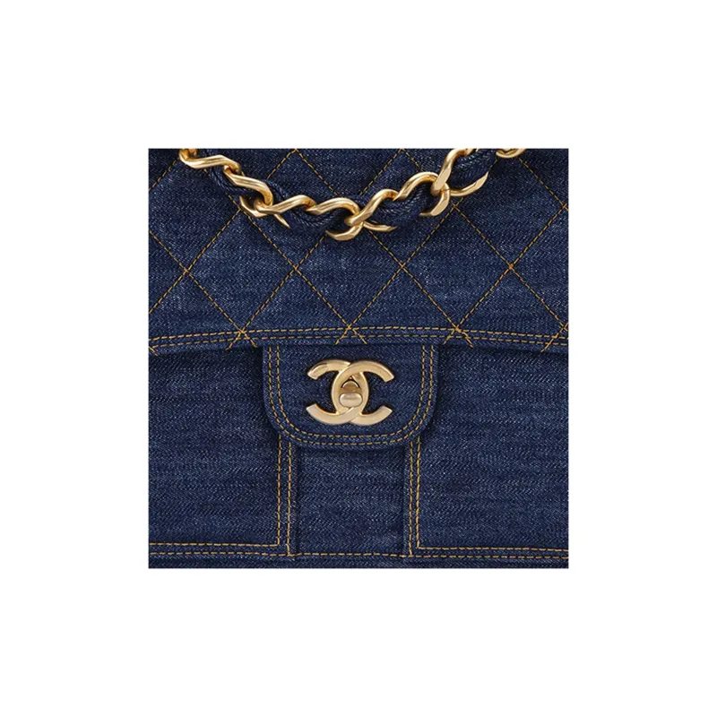 CHANEL Denim Backpack Unisex Washed Denim Blue-4