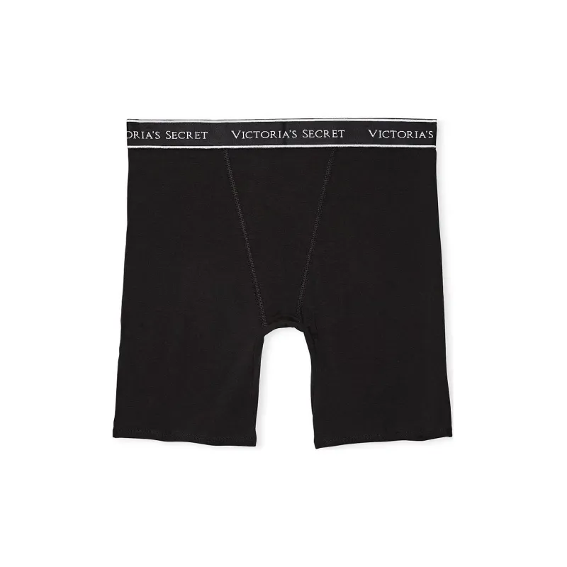 Victoria's Secret COTTON Logo Cotton High Waist Boxer Brief/Black Underpants Women's 1 Pack Black-0