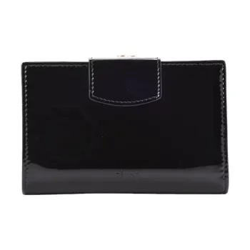 CELINE Patent Leather Calfskin Wallet Women's Black