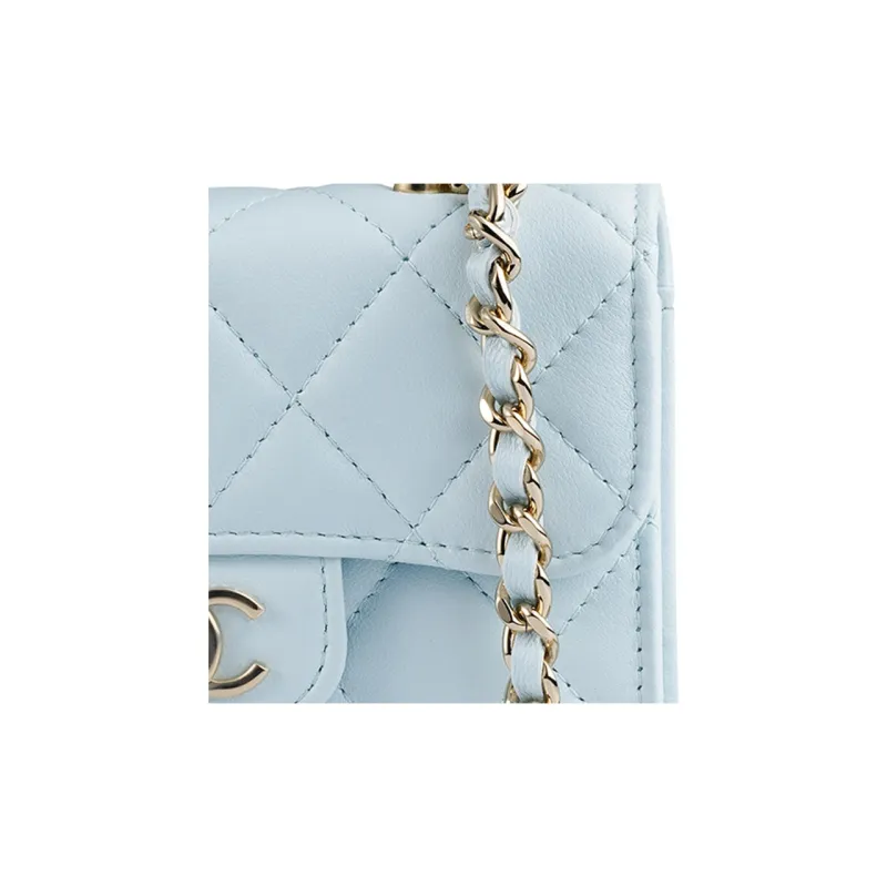 CHANEL Sheepskin Flap Bag Handbag, Shoulder Bag, Crossbody Bag Mini Women's Baby Blue Sky Blue-5