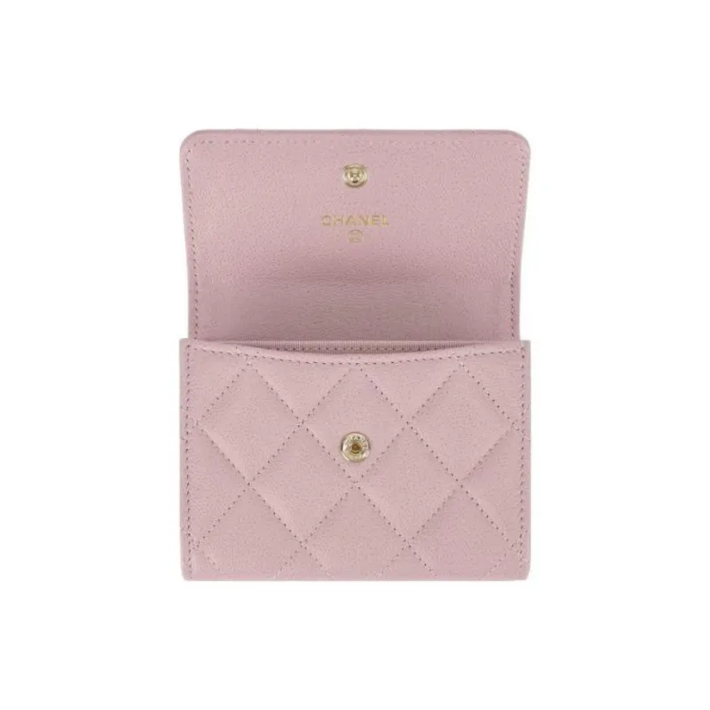 CHANEL Grain Calfskin Card Holder Women's Light Pink-2