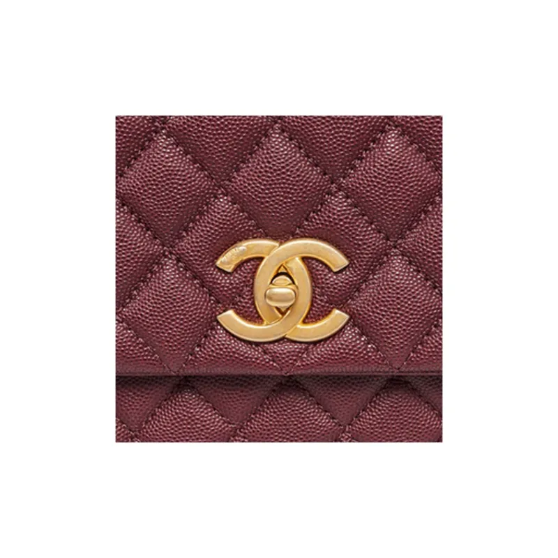 CHANEL Coco Handle Grain Cow Leather Shoulder Bag, Crossbody Bag, Handbag Trumpets Women's Red-2