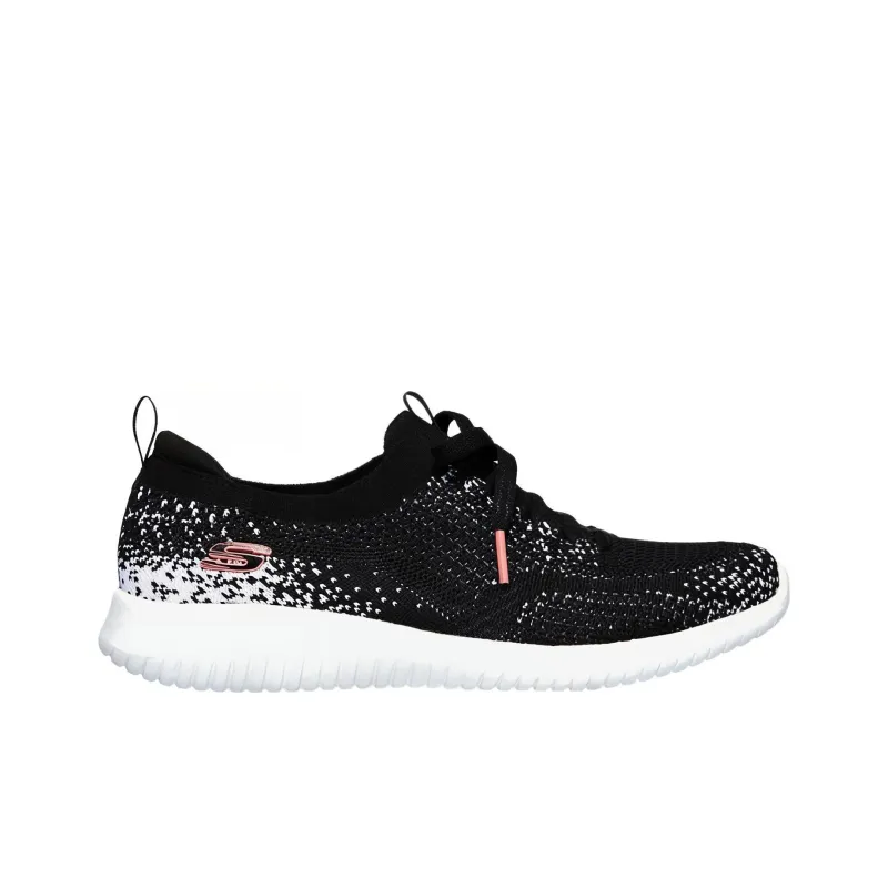 Skechers Ultra Flex 1.0 Cushioning, Wear Resistant Low Top Casual Shoes Women's Black White-1