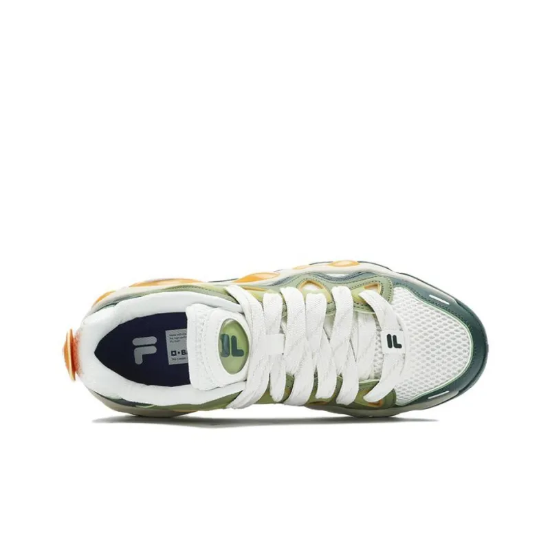 FILA FUSION VERTICAL Anti Slip Wear Resistant Low Top Basketball Shoes Men's White Green-2