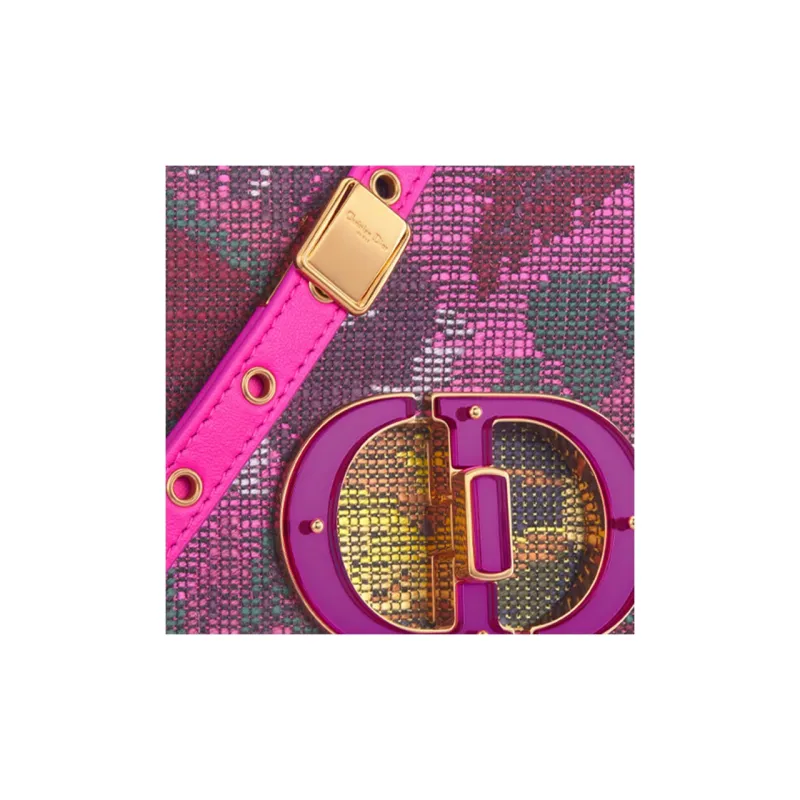 DIOR Caro Cross-Stitch Embroidery Shoulder Bag Crossbody Bag Medium Size Women's Pink-5