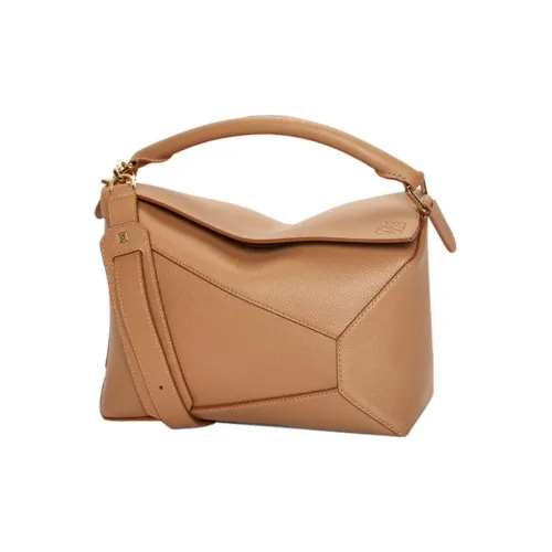 LOEWE Puzzle Soft Grain Calfskin Puzzle Bag, Shoulder Bag, Crossbody Bag, Handbag Regular Women's Caramel