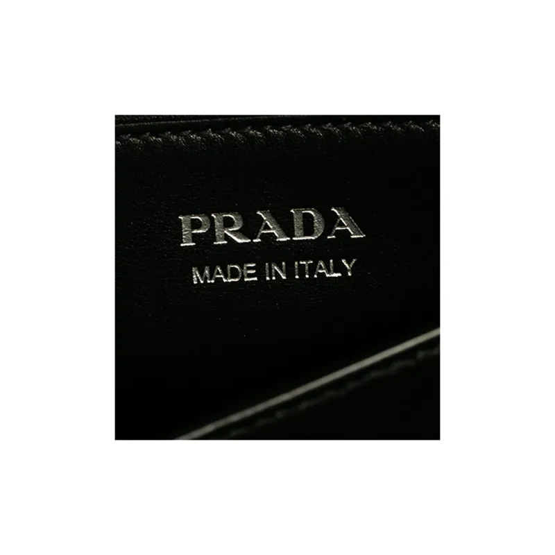 PRADA Leather Handbag Shoulder Bag Women's Black & Red-4
