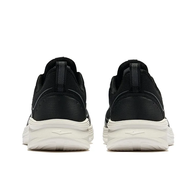 Erke Cushioning Wear Resistant Low Top Running Shoes Women's Jet Black Bright Silver-4