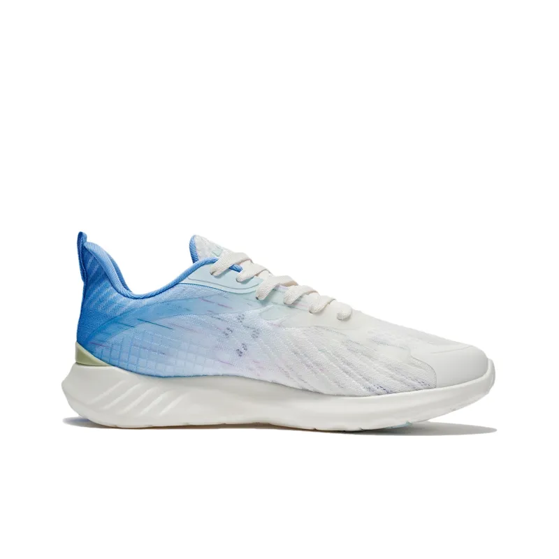 LiNing Cushioned Slip Resistant Breathable Lightweight Low Top Sprint Running Shoes Men's White Blue-1