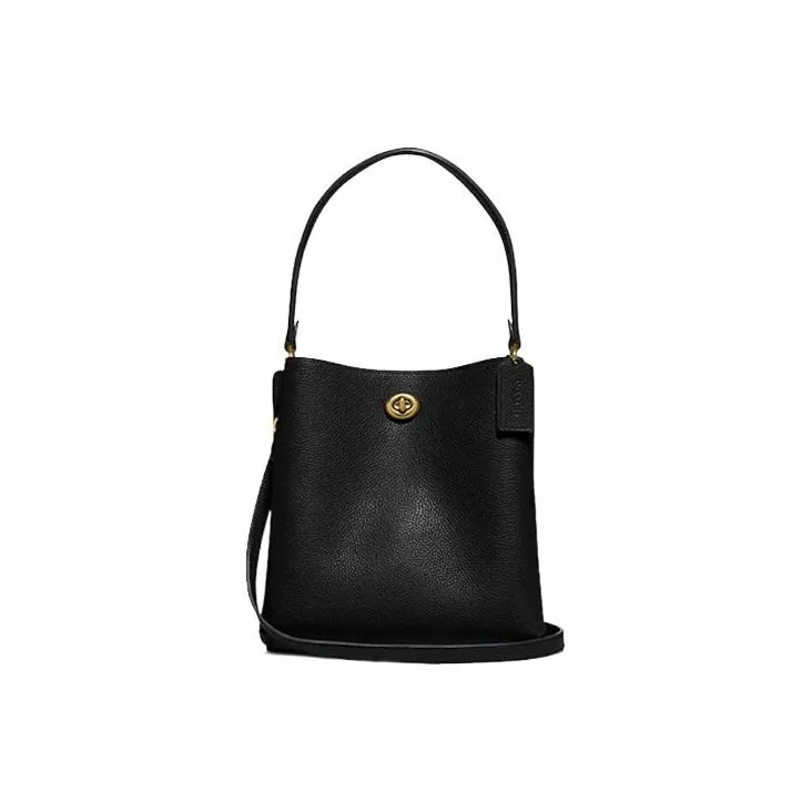 COACH Charlie Leather Bucket Bag Handbag Crossbody Bag Shoulder Bag Women's Black-0