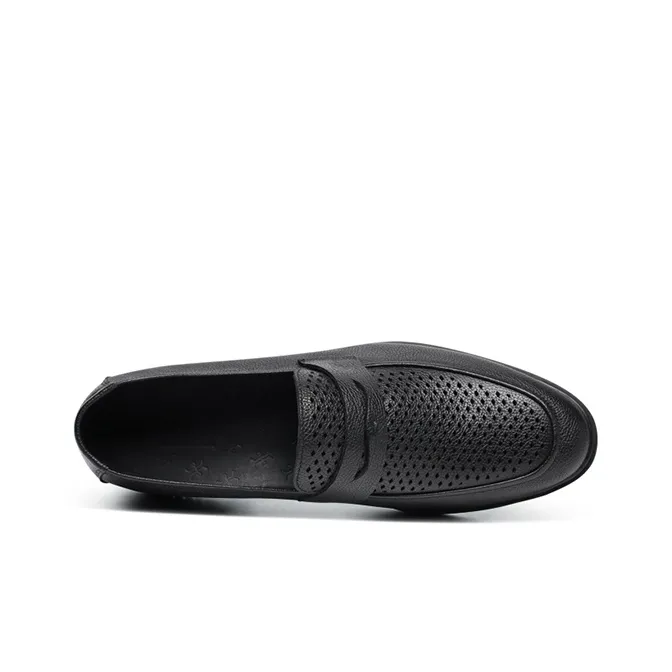 He Jinchang Loafers 5cm Men's Black-3