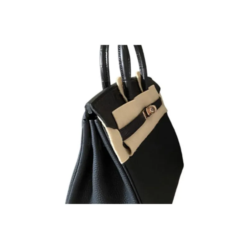 HERMES Birkin Touch Matte Finish Crocodile And Togo Calfskin Birkin Bag Handbags Women's Black-4