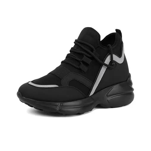 He Jinchang Anti Slip Wear Resistant Moisture Wicking Lightweight Low Top Chunky Sneakers Women's Black-2
