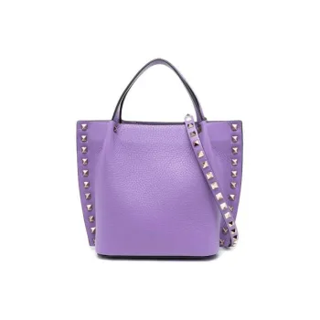 Valentino Rockstud Calfskin Tote Bag, Shopping Bag, Shoulder Bag, Crossbody Bag, Handbag Women's Purple