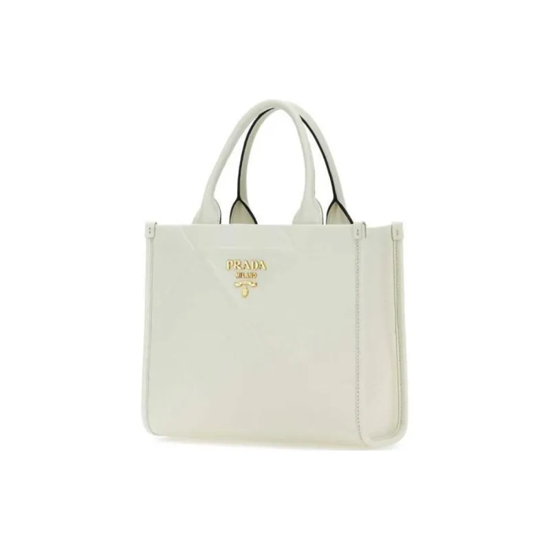 PRADA Symbole Leather Shoulder Bag Crossbody Bag Handbag Small Size Women's White-1