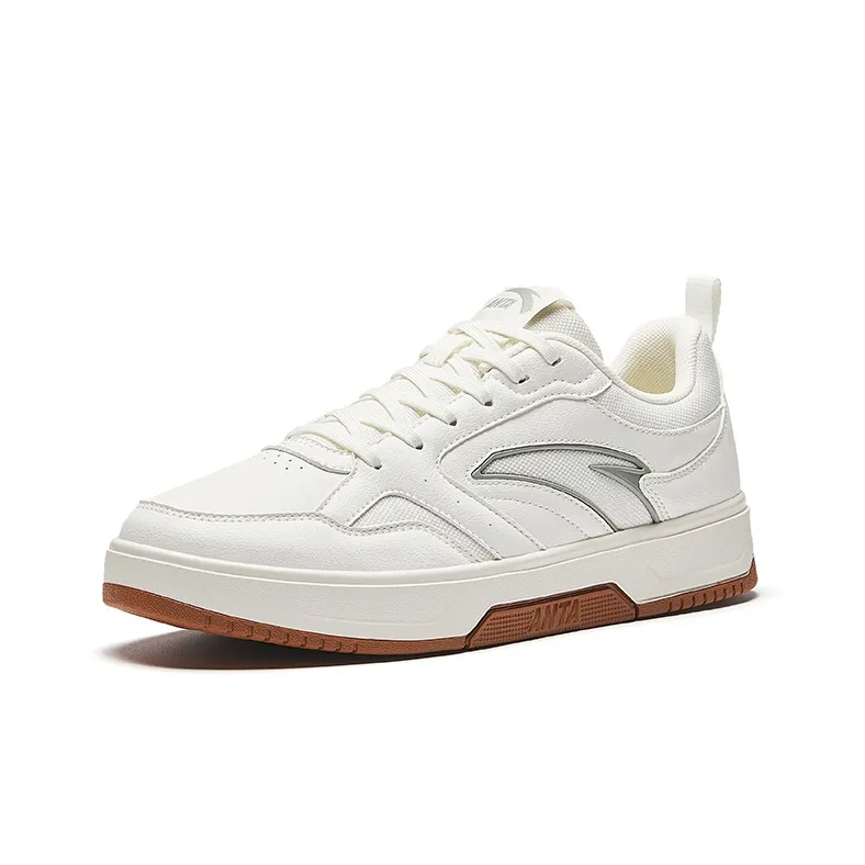 Anta Lightweight White Sneakers Height Increasing Lightweight Low Top Skateboard Shoes Men's Ivory White-1