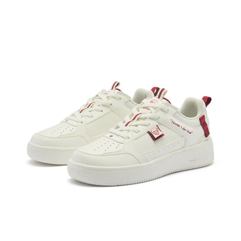 QIAODAN Skateboard Shoes Men Low Top Ivory Iron Red-5