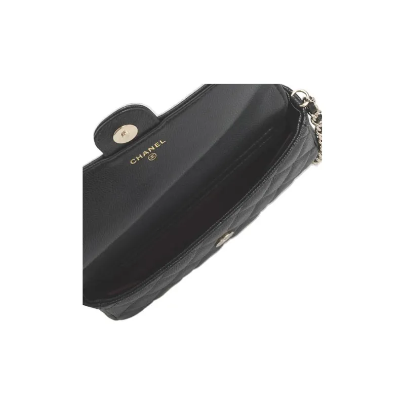 CHANEL Caviar Cow Leather Shoulder Bag, Crossbody Bag Women's Black-4