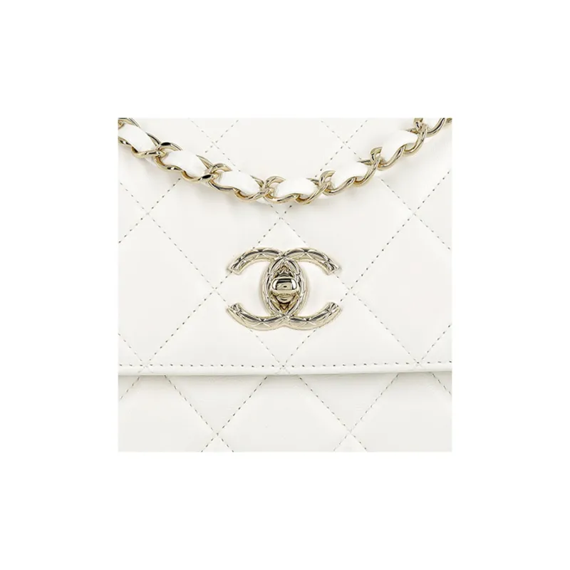 CHANEL Trendy Cc Lambskin Flap Bag, One Shoulder Handbag, Crossbody Bag Women's White-4