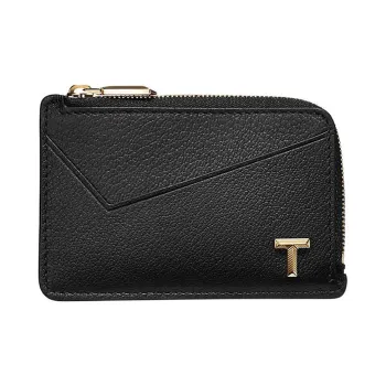 TIFFANY & CO. Tiffany T Goatskin Card Holder Women's Black