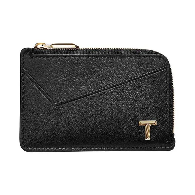 TIFFANY & CO. Tiffany T Goatskin Card Holder Women's Black-0