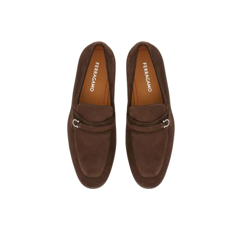 FERRAGAMO Gancini-plaque Suede Loafers-3