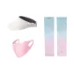 Blue Pink Gradient Cooling Arm Sleeves+White Visor Cap+Pink Sun Protection Face Mask