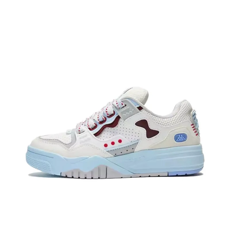 Kappa Anti Slip Wear Resistant Low Top Skateboard Shoes Women's White Blue-0