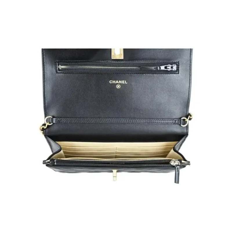 CHANEL WOC Smooth Lambskin Shoulder Bag, Crossbody Bag Mini Women's Black-4