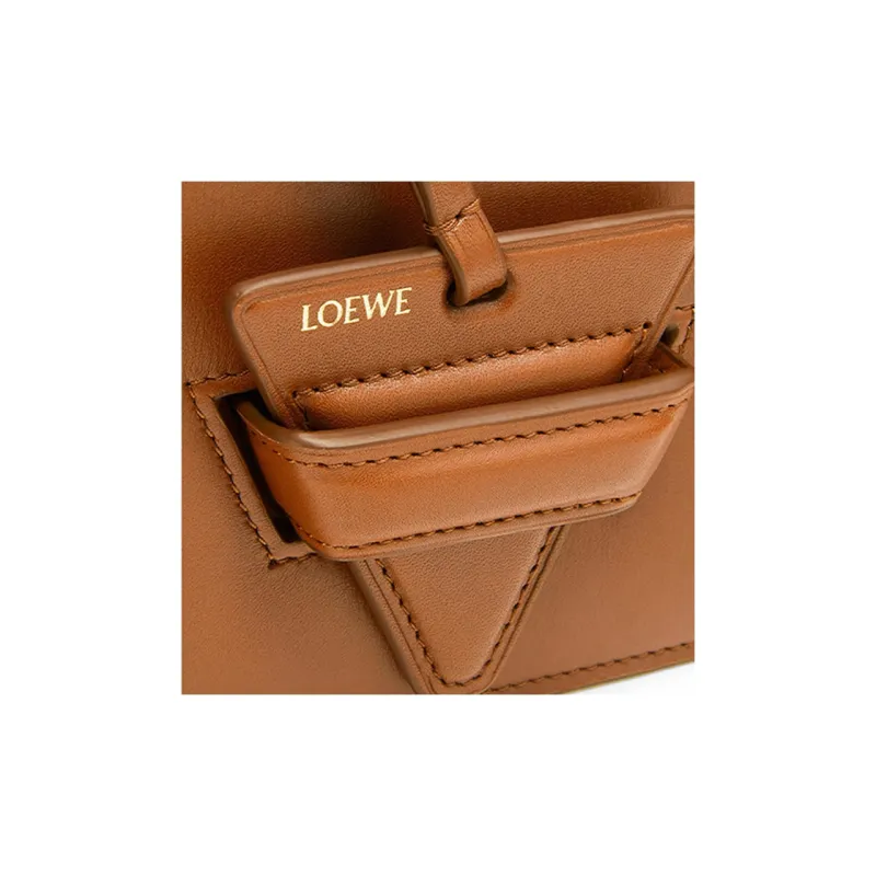 LOEWE Barcelona Silk Calfskin Handbag Shoulder Bag Crossbody Bag Women's Brown-5