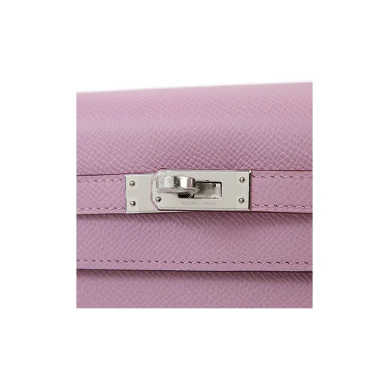 HERMES Kelly Epsom Leather Kelly Bag One Shoulder Handbags Regular Women's X9 Mauve Sylvestre Mallow Purple-8