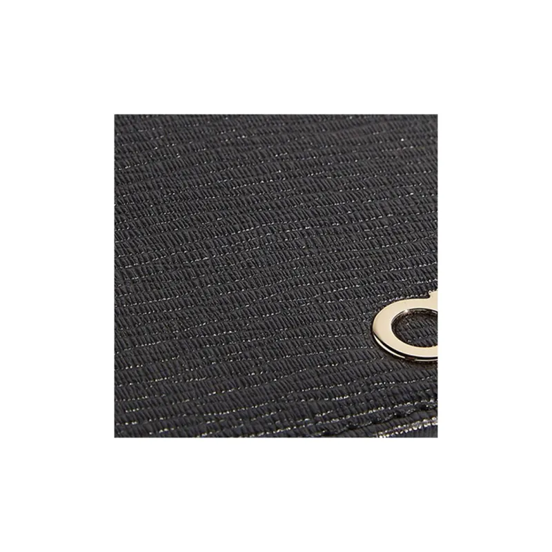 FERRAGAMO GANCINI Hammered Calfskin Wallet Men's Black-4