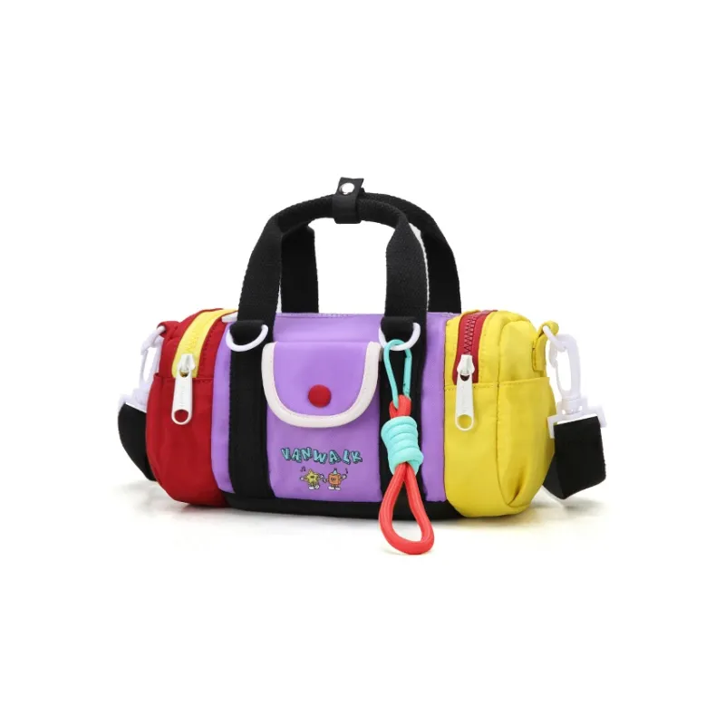 VANWALK Polyester Travel Shoulder Bag Crossbody Bag Handbag Regular Unisex White/Purple-5