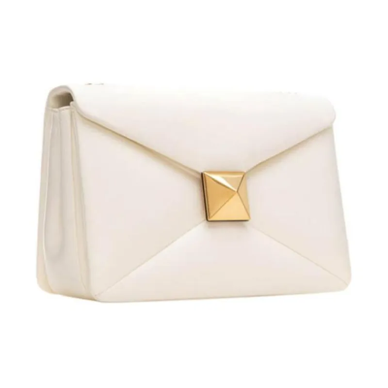Valentino One Stud Leather Crossbody Bag Shoulder Bag Women's White-1