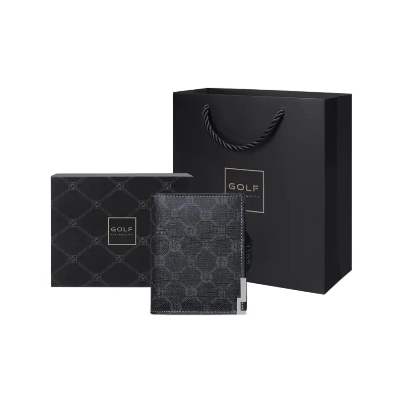 GOLF PVC Bonded Synthetic Leather Bonded Polyvinyl Chloride Wallet Medium Size Men's Black-6
