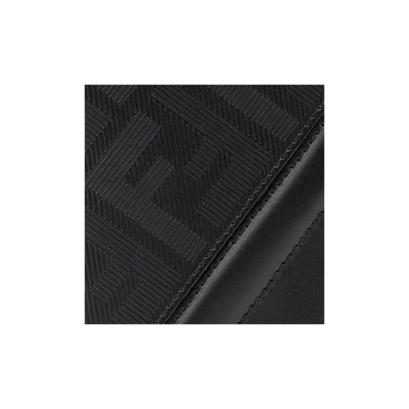 FENDI Leather Card Clip Card Holder Men's Black-3