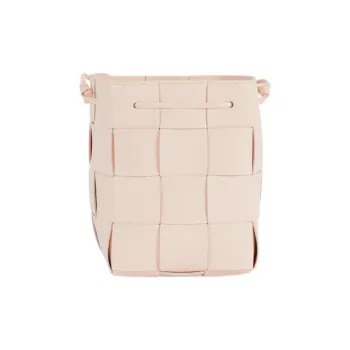 Bottega Veneta CASSETTE Sheepskin Cow Leather Patchwork Bucket Bags Shoulder Bag Crossbody Bag Small Size Women's Pink
