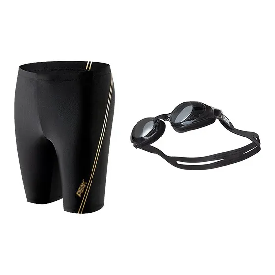 PEAK Swimming Sets Polyester Elastane Seaside Vacation With Hot Spring Men's Black-1