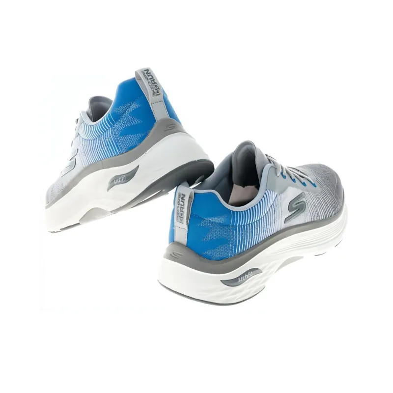 Skechers GO Run Ma Cushioning Arch Fit Cushioning Wear-Resistant Low-Top Casual Shoes Men's Gray White Blue-2