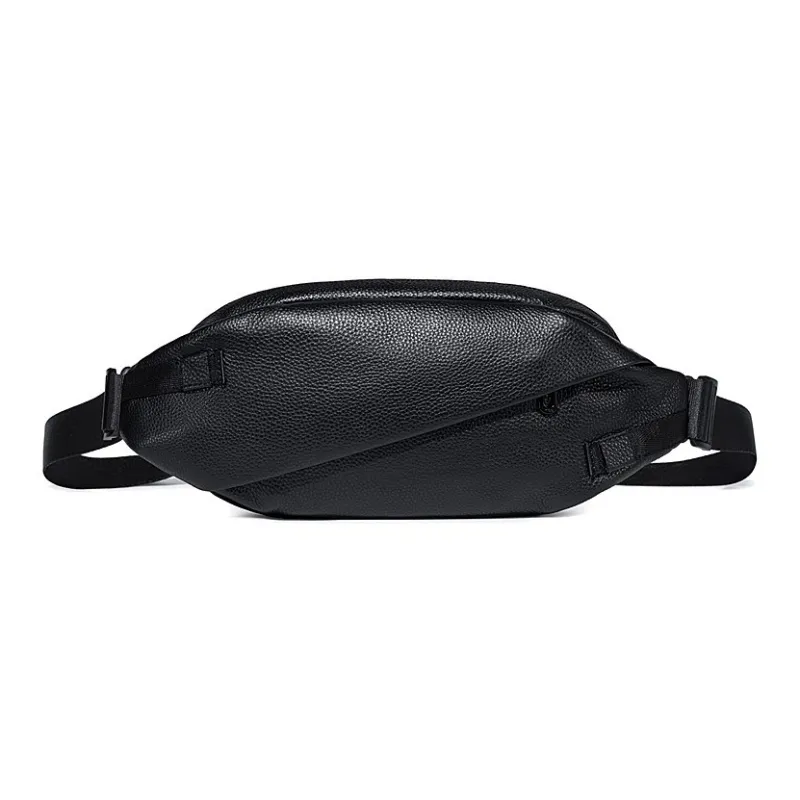 BJIAX Cow Leather Crossbody Bag One Shoulder Bag Fanny Pack Sling Bag Small Size Men's Black-1