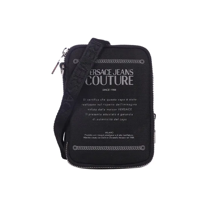 VERSACE JEANS COUTURE Nylon Shoulder Bag, Crossbody Bag Small Size Men's Black Gray-0