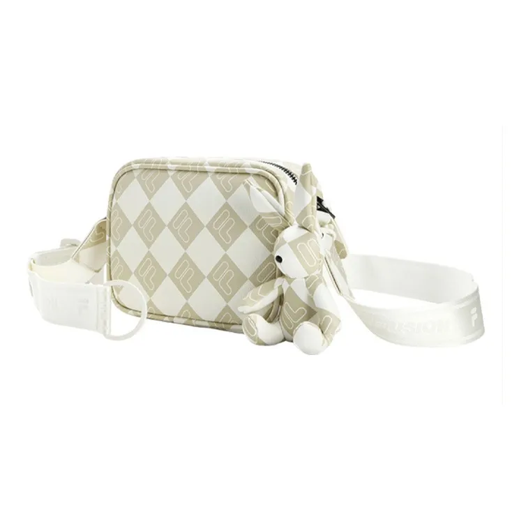 FILA FUSION Polyurethane Crossbody Bag, Shoulder Bag Regular Women's Light Beige White-1