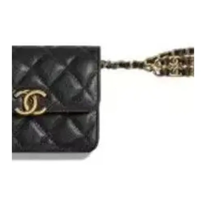 CHANEL 22K Autumn And Winter Grain Calfskin Shoulder Bag, Card Holder, Fanny Pack Women's Black-1