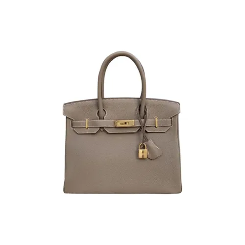 HERMES Birkin Togo Calfskin And Cow Leather Combo Birkin Bag Handbags Women's Gray Red